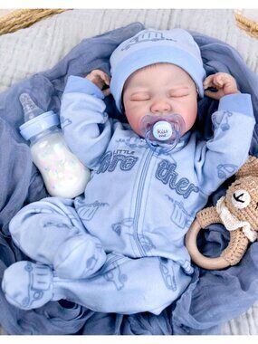20in Reborn Baby Boy Doll Sleeping Blue Outfit Weighted Cloth Body